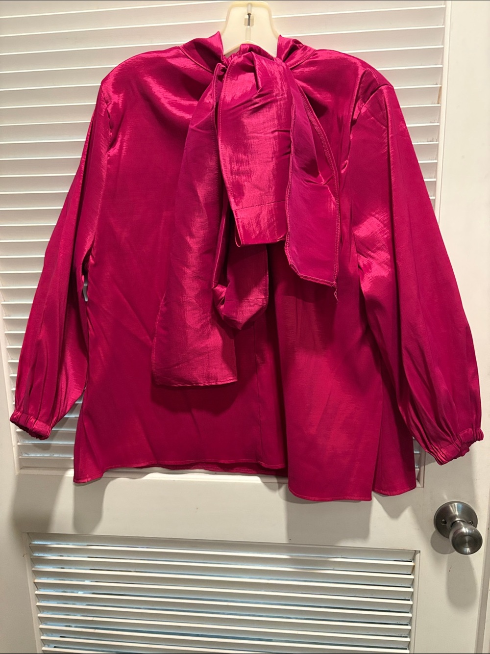 Women's Magenta Bow-Tie Blouse